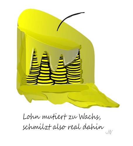 Cartoon: Lohnzuwachs (medium) by Jochen N tagged lohnzuwachs,lohnerhöhung,gehaltserhöhung,lohn,gehalt,arbeitgeber,arbeitnehmer,arbeit,brutto,netto,reallohn,kaufkraft,inflation,wachs,zuwachs,kerze,docht,mutation,schmilz