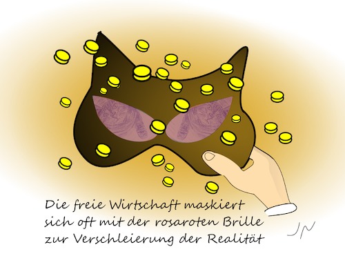 Cartoon: Alles für die Katz (medium) by Jochen N tagged markt,marktwirtschaft,macht,kapital,kapitalismus,manager,konzern,industrie,arbeitgeber,produktion,geld,reichtum,maskerade,gerechtigkeit,katze,brille,rosarot,verschleierung,realität