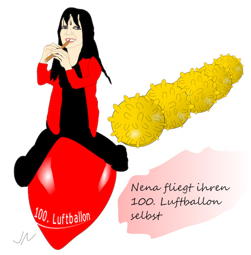 Cartoon: Nena (medium) by Jochen N tagged rattenfänger,münchhausen,konzert,99,luftballons,luftballon,ballon,corona,coronaleugner,impfgegner,maskenpflicht,covid,19,viren,pandemie