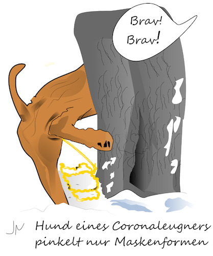 Cartoon: Querpinkler (medium) by Jochen N tagged winter,schnee,eis,frost,maske,pillern,pinkeln,urin,hygiene,hund,baum,form,corona,coronaleugner,pandemie,covid,19,lockdown,impfgegner,querdenker