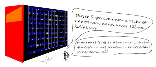 Cartoon: Supercomputer (medium) by Jochen N tagged klima,energie,strom,klimawandel,quantencomputer,terabyte,rechner,kollaps,erderwärmung