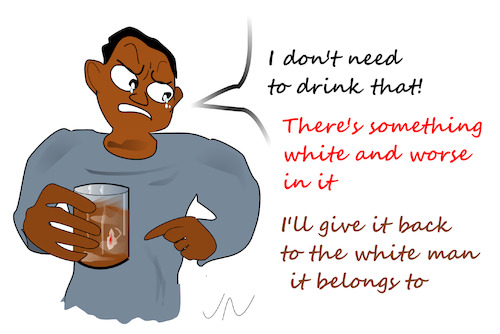 Cartoon: The drink (medium) by Jochen N tagged tod,sensenmann,schwarzer,george,floyd,usa,rassismus,trump,black,lives,matter,ku,klux,klan,polizei,weinen,getränk,glas,verdorben