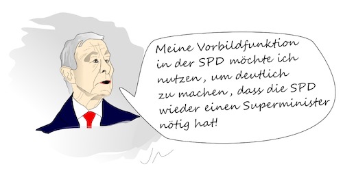 Cartoon: Vorbild Clement (medium) by Jochen N tagged clement,spd,nahles,parteivorsitz,groko,scholz,merkel,fdp,superminister