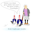 Cartoon: Erste Impfungen (small) by Jochen N tagged jung,schön,attraktiv,impf,spritze,alt,knackig,laufen,rennen,oma,großmutter,stock,corona,pandemie,covid,19,lockdown,virus,viren,krank,biontech,moderna