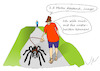 Cartoon: Mindestabstand (small) by Jochen N tagged abstand,maske,spinne,vogelspinne,riesenspinne,hut,hundeleine,gassi,sandalen,corona,virus,coronavirus,coronakrise,pandemie,covid,19,viren