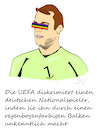 Cartoon: Neuer (small) by Jochen N tagged anonym,unkenntlich,manuel,neuer,torwart,kapitän,kapitänsbinde,nationalmannschaft,regenbogen,vielfalt,uefa,dfb,em,europameisterschaft,fußball,diskriminierung,ungarn,orban,schwul,homosexuell