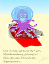 Cartoon: Strandurlaub (small) by Jochen N tagged krake,oktopus,tintenfisch,kalmar,aquarium,fisch,faul,chillen,liegen,baden,mond,strand,meer,urlaub,wissenschaft