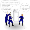 Cartoon: Uhr umstellen (small) by Jochen N tagged umstellung,sommerzeit,winterzeit,zeit,zeitumstellung,stunde,standuhr,polizei,pistole,schießen,schuss,waffe,drohung,bedrohung,drohen,abstand,taktik,uhr,tick,tack,corona,krank