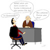 Cartoon: Vorstellungsgespräch (small) by Jochen N tagged firma,karriere,job,stellenangebot,lebenslauf,arbeitgeber,chef,personalchef,mobbing,lücke,quarantäne,büro,drehstuhl,corona,virus,covid,19,pandemie,gesund,krank