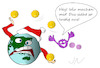 Cartoon: Weltlicher Jongleur (small) by Jochen N tagged weihnachten,weihnachtsmann,corona,covid,19,pandemie,lockdown,impf,mutation,jonglieren,erde,welt,gleichgewicht,freude,spaß,lustig