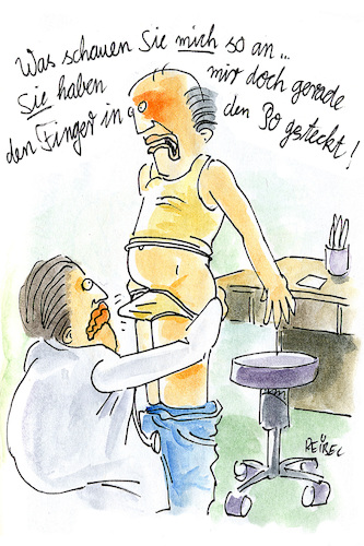 Cartoon: Arztbesuch (medium) by REIBEL tagged arzt,erektion,untersuchung,prostata,männer,peinlich,doktor