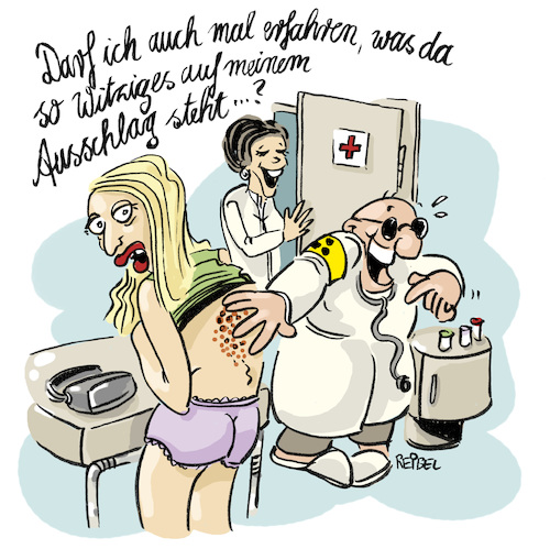 Cartoon: ausschlag (medium) by REIBEL tagged blindenschrift,ausschlag,arzt,haut,pickel,braille,blind,lachen,patientin,hautarzt,blindenschrift,ausschlag,arzt,haut,pickel,braille,blind,lachen,patientin,hautarzt