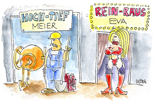 Cartoon: Berufsbezeichnung (medium) by REIBEL tagged job,beruf,handwerk,prostitution,hochtief,eva,bauarbeiter