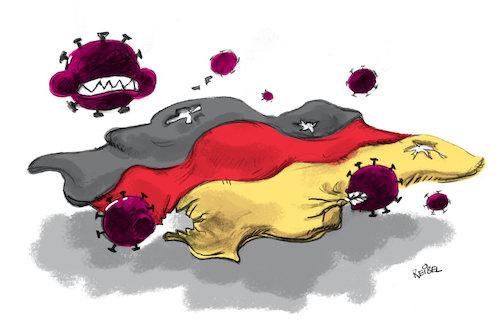 Cartoon: Coronabefall (medium) by REIBEL tagged corona,deutschland,frass,befall,virus,zerstörung,gefahr,gesellschaft,zusammenhalt,gesundheit,flagge,epidemie,pandemie,corona,deutschland,frass,befall,virus,zerstörung,gefahr,gesellschaft,zusammenhalt,gesundheit,flagge,epidemie,pandemie