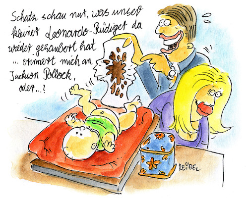 Cartoon: Elternglück (medium) by REIBEL tagged eltern,baby,windel,ehrgeiz,wickeln,vater,mutter,eltern,baby,windel,ehrgeiz,wickeln,vater,mutter