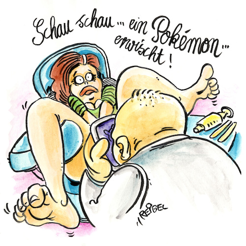 Cartoon: Pokemon (medium) by REIBEL tagged handygame,smartphone,arzt,pokemon,frauenarzt,gynäkologe