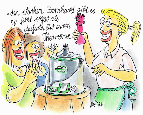 Cartoon: Thermomix (medium) by REIBEL tagged thermomix,vibrator,frauen,verkaufsveranstaltung,homeshopping,zubehör,hausfrau