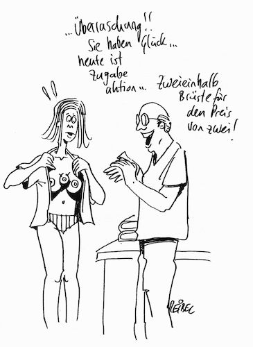 Cartoon: zugabeaktion (medium) by REIBEL tagged zugabe,aktion,verkauf,aufschlag,zuschlag,arzt,chirurgie,schönheit,operation,brustvergrößerung,busen,patientin,reklamation,mehr,zugabe,aktion,verkauf,aufschlag,zuschlag,arzt,chirurgie,schönheit,operation,brustvergrößerung,busen,patientin,reklamation,mehr