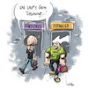 Cartoon: Kraftmeierei (small) by REIBEL tagged training,bücherei,fitness,brain,muskel,aufbau,geschwollen,kraft,power,stärke,geist,körper,doping