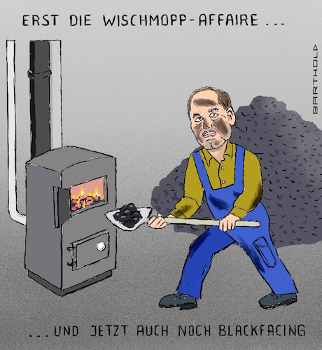 Cartoon: Aiwanger propagiert Kohle (medium) by Barthold tagged hubert,aiwanger,freie,wähler,wischmoppaffaire,propagierung,kohle,kohlevorrat,ukraine,krise,befürchtung,versorgungslücke,erdgas,kohlenhaufen,kohleofen,schmutziges,gesicht,blackfacing,cartoon,karikatur,barthold,hubert,aiwanger,freie,wähler,wischmoppaffaire,propagierung,kohle,kohlevorrat,ukraine,krise,befürchtung,versorgungslücke,erdgas,kohlenhaufen,kohleofen,schmutziges,gesicht,blackfacing,cartoon,karikatur,barthold