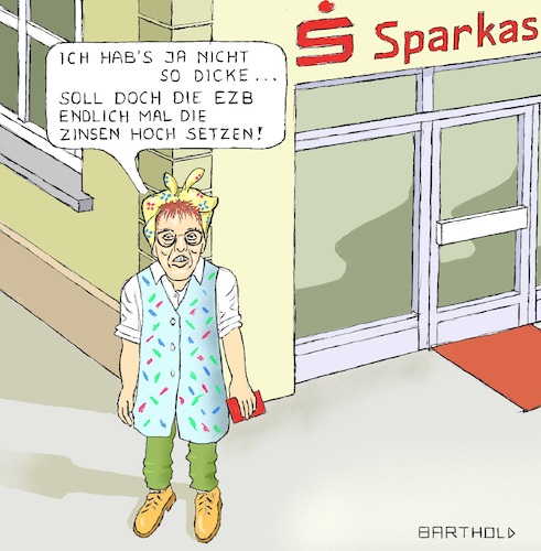 Cartoon: AKKs EZB-Schelte (medium) by Barthold tagged annegret,kramp,karrenbauer,vorsitzende,cdu,ezb,europäische,zentralbank,schelte,beeiflussung,niedrigzinspolitik,geldpolitik,mario,draghi,sparzinsen,sparbuch,sparkasse
