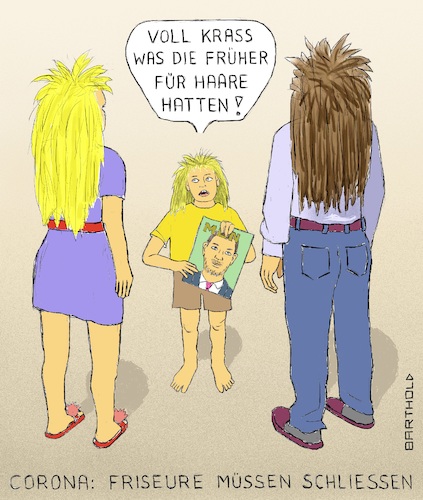 Cartoon: Alte Illustrierte gefunden . . . (medium) by Barthold tagged corona,covid,19,sars,cov2,ausgangssperre,ausgangsbeschränkung,notstand,bayern,markus,söder,gesundheitsnotstand,katastrophenfall,geschäftsschließungen,friseur,friseursalons,lange,haare,strubbelhaare,eltern,kind,bub,sohn,illustrierte,karikatur,barthold,corona,covid,19,sars,cov2,ausgangssperre,ausgangsbeschränkung,notstand,bayern,markus,söder,gesundheitsnotstand,katastrophenfall,geschäftsschließungen,friseursalons,lange,haare,strubbelhaare,eltern,kind,bub,sohn,illustrierte,karikatur,barthold