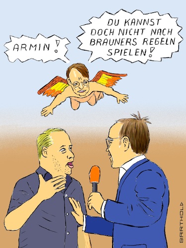 Cartoon: Armin - Anwalt des Staates? (medium) by Barthold tagged armin,laschet,wahlkampf,erfurt,thüringen,thomas,brauner,querdenker,gegner,coronaregeln,hygieneregeln,heiner,lauterbach,putte,schutzengel,vorwurf,dummheit,cartoon,karikatur,barthold,armin,laschet,wahlkampf,neue,bundesländer,thomas,brauner,querdenker,gegner,coronaregeln,hygieneregeln,heiner,lauterbach,putte,schutzengel,vorwurf,dummheit,cartoon,karikatur,barthold