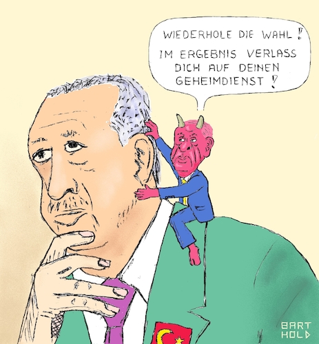 Cartoon: Bahceli MHP teufl. Einflüsterer (medium) by Barthold tagged türkei,kommunalwahlen,2019,wahlbezirk,istanbul,wahlwiederholung,recep,tayyip,erdogan,devlett,bahceli,mhp,einflüsterer,geheimdienst,mit,chp,ekrem,imamoglu,akp,binali,yildirim