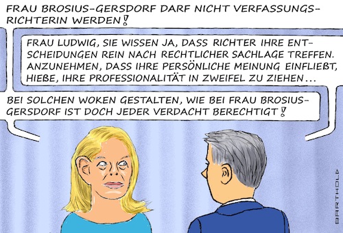 Cartoon: Blond u. destruktiv (medium) by Barthold tagged gescheiterte,wahl,verfassungsrichter,juli,11,2025,unionsabgeordnete,drohen,ausscheren,koalitionsvereinbarung,hinterbänklerin,saskia,ludwig,wahlkreis,61,brandenburg,vorbehalte,gegnerschaft,professorin,frauke,brosius,gersdorf,fiktives,interview,cartoon,karikatur,barthold,gescheiterte,wahl,verfassungsrichter,juli,11,2025,unionsabgeordnete,drohen,ausscheren,koalitionsvereinbarung,hinterbänklerin,saskia,ludwig,wahlkreis,61,brandenburg,vorbehalte,gegnerschaft,professorin,frauke,brosius,gersdorf,fiktives,interview,cartoon,karikatur,barthold