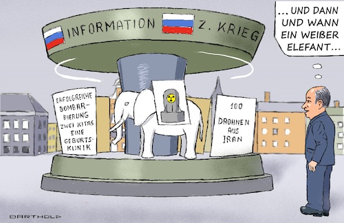 Cartoon: Das Karussell (medium) by Barthold tagged russland,putin,ukraine,krieg,wiederholt,atomdrohung,drohung,atomwaffen,gedicht,karussell,rainer,maria,rilke,weiße,elefant,cartoon,karikatur,barthold,russland,ukraine,krieg,wiederholt,drohung,atomwaffen,gedicht,karussell,rainer,maria,rilke,weiße,elefant,cartoon,karikatur,barthold