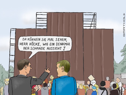 Cartoon: Denkmal der Schande (medium) by Barthold tagged documenta,fifteen,geschäftsführung,sabine,schormann,2022,kassel,skandal,antisemitisches,banner,indonesische,künstlergruppe,taring,padi,kuratorenkollektiv,ruangrupa,verhängt,abgebaut,björn,höcke,äußerung,holocaust,mahnmal,berlin,schande,barthold,documenta,fifteen,geschäftsführung,sabine,schormann,2022,kassel,skandal,antisemitisches,banner,indonesische,künstlergruppe,taring,padi,kuratorenkollektiv,ruangrupa,verhängt,abgebaut,björn,höcke,äußerung,holocaust,denkmal,berlin,schande,cartoon,karikatur,barthold