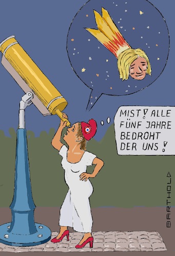 Cartoon: Der Komet (medium) by Barthold tagged frankreich,präsidentschaftswahlen,2017,2022,marine,lepen,le,pen,rassemblement,national,komet,marianne,teleskop,fernrohr,angst,befrohung,cartoon,karikatur,barthold,frankreich,präsidentschaftswahlen,2017,2022,marine,lepen,le,pen,rassemblement,national,komet,marianne,teleskop,fernrohr,angst,befrohung,cartoon,karikatur,barthold