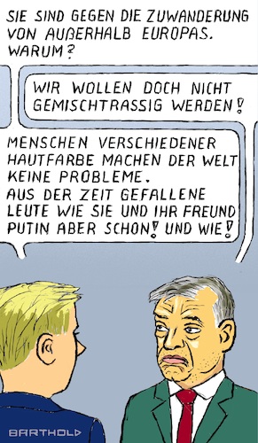 Cartoon: Europas ob. Rassenhygieniker (medium) by Barthold tagged viktor,orban,premierminister,ungarn,rassistische,rede,baile,tusnad,rumänien,propagierung,rassenreinheit,rassenhygiene,rücktritt,baraterin,zsuzsa,hegedus,hegedüs,cartoon,karikatur,barthold,viktor,orban,premierminister,ungarn,rassistische,rede,baile,tusnad,rumänien,propagierung,rassenreinheit,rassenhygiene,rücktritt,baraterin,zsuzsa,hegedus,hegedüs,cartoon,karikatur,barthold