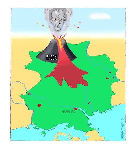 Cartoon: Feindl. Übernahme v. Deutschl.? (medium) by Barthold tagged friedrich,merz,blackrock,kandidat,parteivorsitz,cdu,regionalkonferenzen,lobbyist,privatrentenversicherungen,vulkan,lava,asche,aschewolke,eruption,ausbruch,deutschland,feindliche,übernahme,einfluss