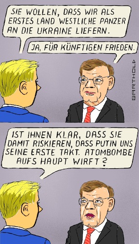 Cartoon: Indir. Befürwrtng. Kriegseintr. (medium) by Barthold tagged wadephul,initiative,bundestag,belieferung,ukraine,schwere,waffen,westliche,panzer,eskalationgefahr,kriegsteilnahme,unverantwortlich,cartoon,karikatur,barthold,wadephul,initiative,bundestag,belieferung,ukraine,schwere,waffen,westliche,panzer,eskalationgefahr,kriegsteilnahme,unverantwortlich,cartoon,karikatur,barthold