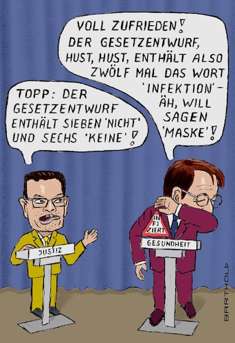 Cartoon: Infektionsschutzgesetz Herbst (medium) by Barthold tagged koalitionsvereinbarung,entwurf,infektionsschutzgesetz,herbst,2022,fiktive,pressekonferenz,karl,lauterbach,infiziert,spd,marco,buschmann,fdp,einigung,kritik,länder,lehrer,unzureichende,maßnahmen,fehlende,kriterien,cartoon,karikatur,barthold,koalitionsvereinbarung,entwurf,infektionsschutzgesetz,herbst,2022,fiktive,pressekonferenz,karl,lauterbach,infiziert,spd,marco,buschmann,fdp,einigung,kritik,länder,lehrer,unzureichende,maßnahmen,fehlende,kriterien,cartoon,karikatur,barthold