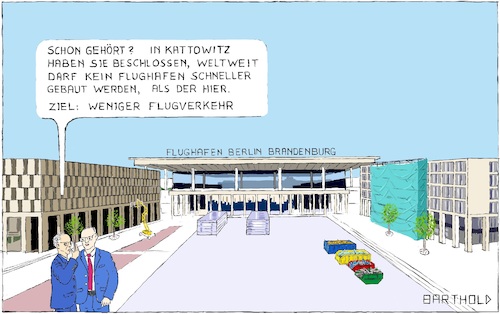 Cartoon: Kattowitz Regel 13a (medium) by Barthold tagged klimakonferenz,polen,kattowitz,2018,regelbuch,flughafen,ber,berlin,brandenburg,flugverkehr,bauverzögerung