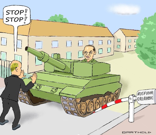 Cartoon: Morawieckis Drohung (medium) by Barthold tagged polen,mateusz,morawiecki,ministerpräsident,wunsch,lieferung,leopard,zwei,ukraine,drohung,unabhängig,erlaubnis,ausfuhrgenehmigung,affront,deutschland,olaf,scholz,kasernenausfahrt,schranke,überfahren,cartoon,karikatur,barthold,polen,mateusz,morawiecki,ministerpräsident,wunsch,lieferung,leopard,zwei,ukraine,drohung,unabhängig,erlaubnis,ausfuhrgenehmigung,affront,deutschland,olaf,scholz,kasernenausfahrt,schranke,überfahren,cartoon,karikatur,barthold