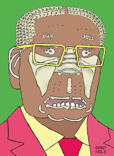 Cartoon: Portrait Robert Mugabe (medium) by Barthold tagged robert,mugabe,president,zimbabwe,dictator,death,composition,human,bones,ribs,spines,shoulder,blade,sacrum,ischium,pubic,bone,sternum,sceletonized,foot,skulls