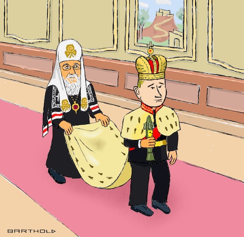 Cartoon: Putin und sein Messdiener (medium) by Barthold tagged ukraine,ukrainekrieg,papst,franziskus,patriarch,oberhaupt,russisch,orthodoxe,kirche,kyrill,verstimmung,vorwurf,übermaß,putin,putinnähe,verstrickung,politik,messdiener,schleppenträger,cartoon,karikatur,barthold,papst,franziskus,patriarch,oberhaupt,russisch,orthodoxe,kirche,kyrill,verstimmung,vorwurf,übermaß,putinnähe,verstrickung,politik,messdiener,schleppenträger,cartoon,karikatur,barthold