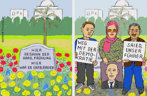 Cartoon: Referendum in Tunesien (medium) by Barthold tagged tunesien,referendum,verfassungsänderung,extreme,stärkung,präsident,kais,saied,denkmal,gedenkstein,arabischer,frühling,beet,blumenbeet,zertrampelt,befürworter,änderung,cartoon,karikatur,barthold,tunesien,referendum,verfassungsänderung,extreme,stärkung,präsident,kais,saied,denkmal,gedenkstein,arabischer,frühling,beet,blumenbeet,zertrampelt,befürworter,änderung,cartoon,karikatur,barthold