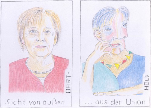 Cartoon: Sicht auf Merkel (medium) by Barthold tagged angela,merkel,picasso,doramaar,dora,maar,union,modernität,ehefüralle,ehe,für,alle,schwulenehe,lesbenehe