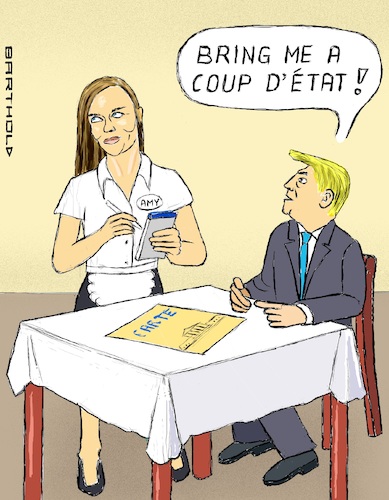 Cartoon: Supreme Court Restaurant (medium) by Barthold tagged ken,paxton,texas,lawsuit,supreme,court,election,result,swing,states,claim,illegal,proceeding,georgia,pennsylvania,michigan,wisconsin,donald,trump,amy,coney,barrett,justice,waitress,restaurant,coup,etat,cartoon,caricature,barthold,ken,paxton,texas,lawsuit,supreme,court,election,result,swing,states,claim,illegal,proceeding,georgia,pennsylvania,michigan,wisconsin,donald,trump,amy,coney,barrett,justice,waitress,restaurant,coup,etat,cartoon,caricature,barthold