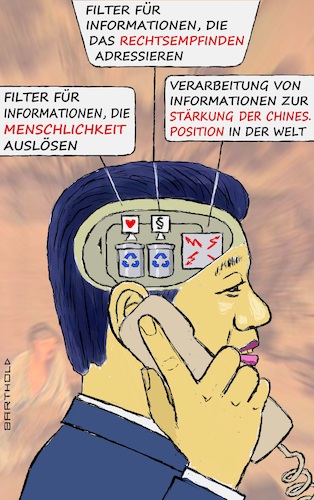 Cartoon: Telefonat Xi Jinping - Selenskyj (medium) by Barthold tagged telefonat,wolodymyr,selenskyj,xi,jinping,situation,ukraine,sinn,vermittlung,verhandlungen,querschnitt,gehirn,funktion,filter,papierkörbe,ausblendung,menschlichkeit,rechtsempfinden,reduktion,fakten,strategischer,vorteil,china,cartoon,karikatur,barthold,telefonat,wolodymyr,selenskyj,xi,jinping,situation,ukraine,sinn,vermittlung,verhandlungen,querschnitt,gehirn,funktion,filter,papierkörbe,ausblendung,menschlichkeit,rechtsempfinden,reduktion,fakten,strategischer,vorteil,china,cartoon,karikatur,barthold