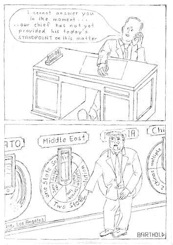 Cartoon: Trump Decision-Making (medium) by Barthold tagged trump,spicer,decisionmaking,wheeloffortune,whitehouse