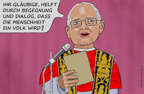 Cartoon: Visionär und Antinationalist (medium) by Barthold tagged robert,prevost,kardinal,usa,papst,leo,vierzehnte,mai,2025,rede,menge,rom,petersplatz,einsatz,frieden,cartoon,karikatur,barthold,robert,prevost,kardinal,usa,papst,leo,vierzehnte,mai,2025,rede,menge,rom,petersplatz,einsatz,frieden,cartoon,karikatur,barthold