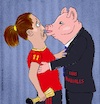 Cartoon: Chauvinist at Work (small) by Barthold tagged frauenfußball,weltmeisterschaft,australien,neuseeland,2023,sieg,spanien,luis,rubiales,verbandsmanager,mundkuss,kuss,mund,jennifer,hermoso,sexuelle,belästigung,übergriffigkeit,chauvinismus,mangel,respekt,metoo,cartoon,karikatur,barthold