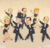 Cartoon: China-Einhegungstanz (small) by Barthold tagged emmanuel,macron,äußerung,distanz,usa,umgang,china,mateusz,morawiecki,ursula,leyen,joe,biden,olaf,scholz,formationstanz,charlston,cartoon,karikatur,barthold