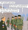 Cartoon: Der neue Kommandeur (small) by Barthold tagged ukraine,krieg,kommandeur,waleri,gerassimow,absicht,mehr,einhaltung,vorschriften,rasurbefehl,uniformen,korrekt,trupp,soldaten,entsatz,verzögerung,abmarsch,cartoon,karikatur,barthold