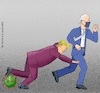 Cartoon: Election Campaign Final Sprint (small) by Barthold tagged donald,trump,stumble,joe,biden,final,sprint,spurt,election,campaign,republican,creed,downplay,hazardousness,corona,virus,pandemic,machismo,usage,breathing,mask,spitting,own,bowl,cartoon,caricature,barthold